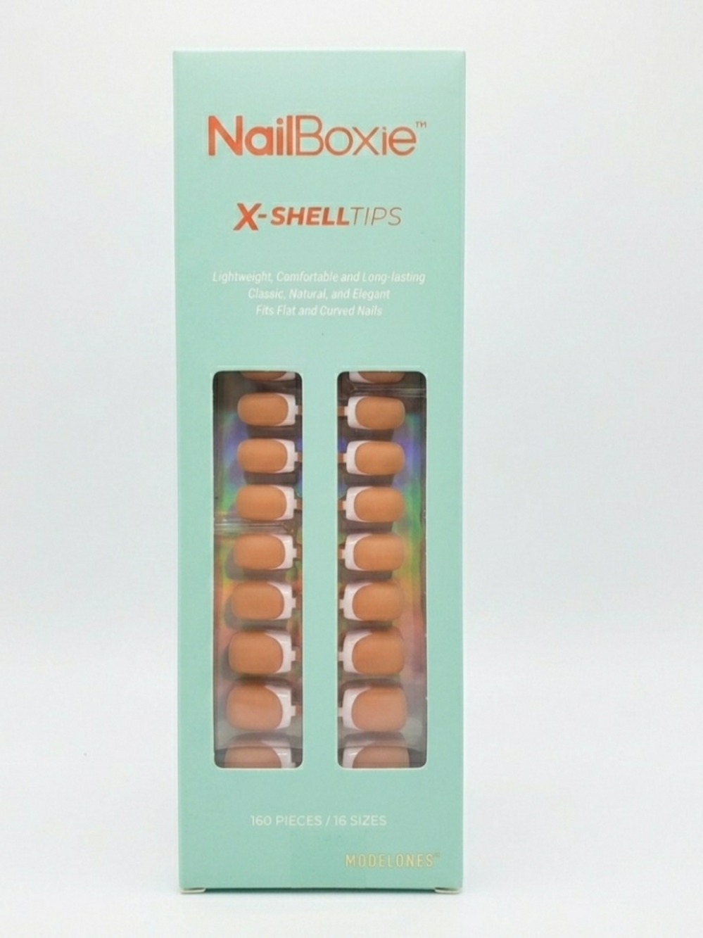 NailBoxie sz 16 X-ShellTips press-on nails in nude tan.  160 Pieces